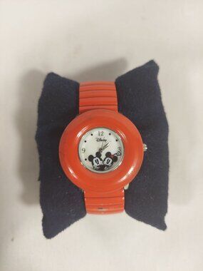 Disney Resort Watch Accutime Red Stainless Steel Japan Mickey & Minnie